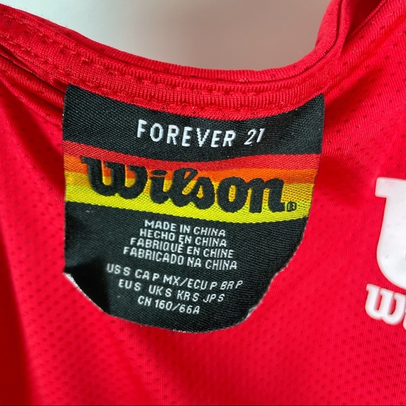 FOREVER 21 x WILSON Jersey Mesh Logo Red  Bodysuit S - Picture 9 of 9